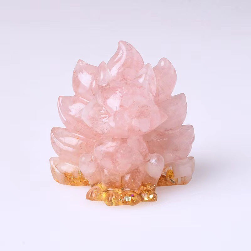 Crystal Crushed Stone Little Fox Nine-Tailed Fox Figurine Handmade DIY