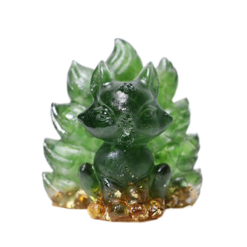 Crystal Crushed Stone Little Fox Nine-Tailed Fox Figurine Handmade DIY