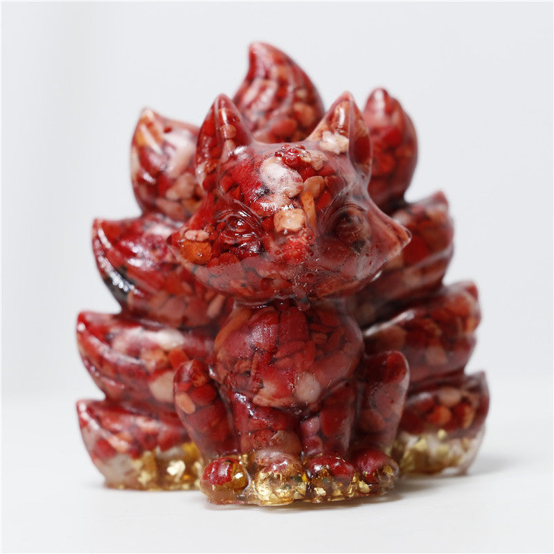 Crystal Crushed Stone Little Fox Nine-Tailed Fox Figurine Handmade DIY